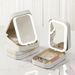 With LED Mirror Portable Travel Makeup Cosmetics Box Touch Light Storage Organizer_maomaolike.com