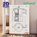 Moka Pot Blueprint Painting Poster, Vintage Technical Detailed Cross-section Moka Pot Illustration Poster, Brings Industrial-style Charm, Suitable For_maomaolike.com