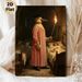Plague Doctor Painting Poster, Vintage Historical Dark-toned Poster, Authentic Medieval Ward Scene With Plague Doctor Holding Torch, Ideal For_maomaolike.com