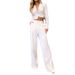 Women's Clothing autumn new fashion home simple asymmetric long pure white trousers_maomaolike.com