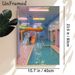 Indoor Water Park Painting Poster, Retro Pastel-toned Water Slides & Pool Scene Poster, Nostalgic Eye-catching Wall Decor For Home, Entertainment_maomaolike.com