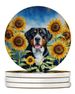 Greater Swiss Mountain Dog In Sunflowers Large Sandstone Coasters Pack Of 4 Absorbent Round Coasters Decor Gifts For Men Or Women, 4 In, Multicolor_maomaolike.com