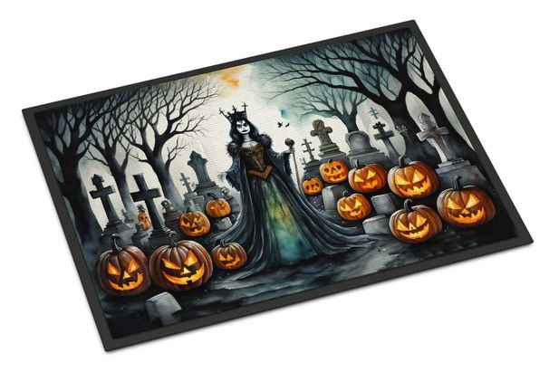 Evil Queen Spooky Halloween Doormat Front Door Mat Indoor Outdoor Rugs For Entryway, Non Slip Washable Low Pile, 24H X 36W_maomaolike.com