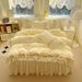 2026 New Washed Cotton Bedding For Girls, Skirt, Sheet, Bed Cover, Princess Style Lace Trim Four-Piece Set_maomaolike.com