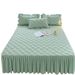 Washed Cotton Quilted Skirt Bed Dustproof Mattress Cover Solid Color Non-Slip Single 1.5m 2.1m Piece Set_maomaolike.com