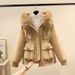 Women's Clothing Horn button parka women's autumn and winter new slim down cotton jacket fashionable plus velvet thick fur coat_maomaolike.com