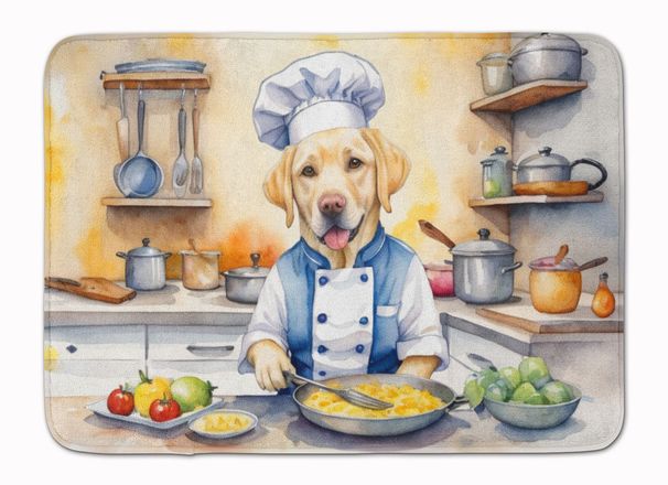 Yellow Labrador Retriever The Chef Memory Foam Kitchen Mat Machine Washable Anti-Fatigue Mat Cushion Comfort Bath Mat Or Kitchen Rug_maomaolike.com
