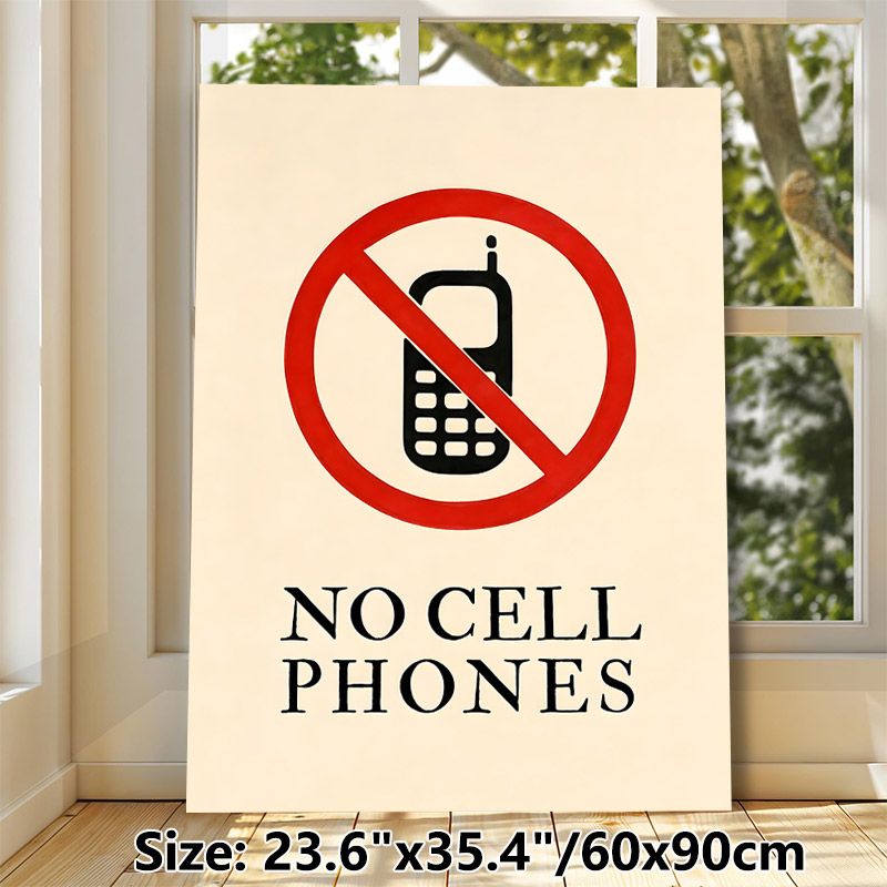 No Cell Phones Themed Painting Poster, Minimalist Warning Sign Style Poster, Clear Visual Reminder To Restrict Phone Use, Suitable For Office, Library_maomaolike.com