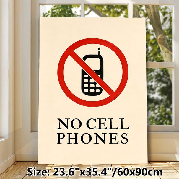 No Cell Phones Themed Painting Poster, Minimalist Warning Sign Style Poster, Clear Visual Reminder To Restrict Phone Use, Suitable For Office, Library_maomaolike.com