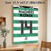 Football Jersey No.14 Painting Poster, Vibrant Green & White Striped Sports Jersey Poster, Collectible Signed Sports-themed Decor For Game Rooms And_maomaolike.com