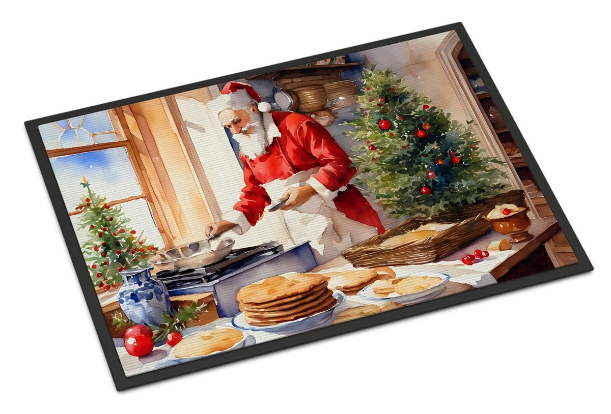 Cookies With Santa Claus Babbo Natale Doormat Front Door Mat Indoor Outdoor Rugs For Entryway, Non Slip Washable Low Pile, 24H X 36W_maomaolike.com