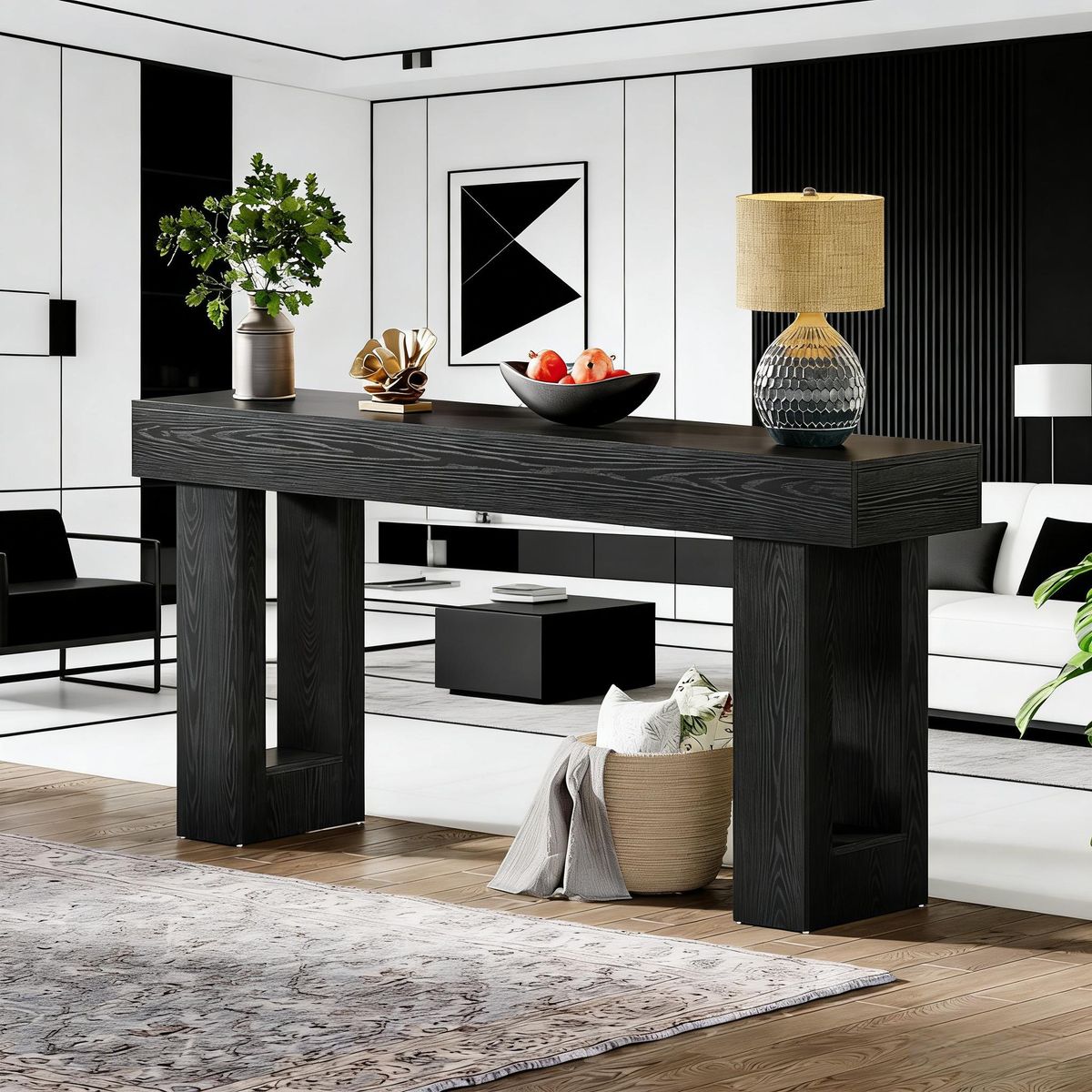 Wooden Sofa Table, 63-Inch Console Table For Entryway_maomaolike.com