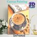 Coffee Themed Painting Poster, Watercolor-style Warm-toned Frothy Coffee In Metal Cup With Coffee Beans Poster, Brings Cozy Warm Ambiance, Ideal For_maomaolike.com