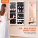 VEVOR Mirror Jewelry Cabinet 42.52in Lockable Wall Or Door Mounted Armoire White_maomaolike.com