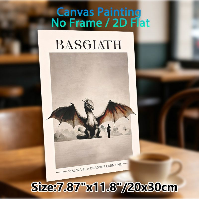 Basgiath Dragon & Warrior Painting Poster, Vintage-toned Minimalist Fantasy Scene Poster, Inspiring Quote Design Ideal For Home Office, Bedroom Wall_maomaolike.com