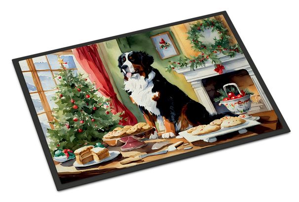 Bernese Mountain Dog Christmas Cookies Doormat Front Door Mat Indoor Outdoor Rugs For Entryway, Non Slip Washable Low Pile, 24H X 36W_maomaolike.com