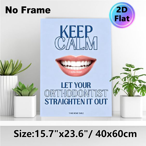 Orthodontist Motivational Painting Poster, Minimalist Typographic & Bright Smiling Teeth Poster, Lighthearted Dental Care Reminder Ideal For Dental_maomaolike.com