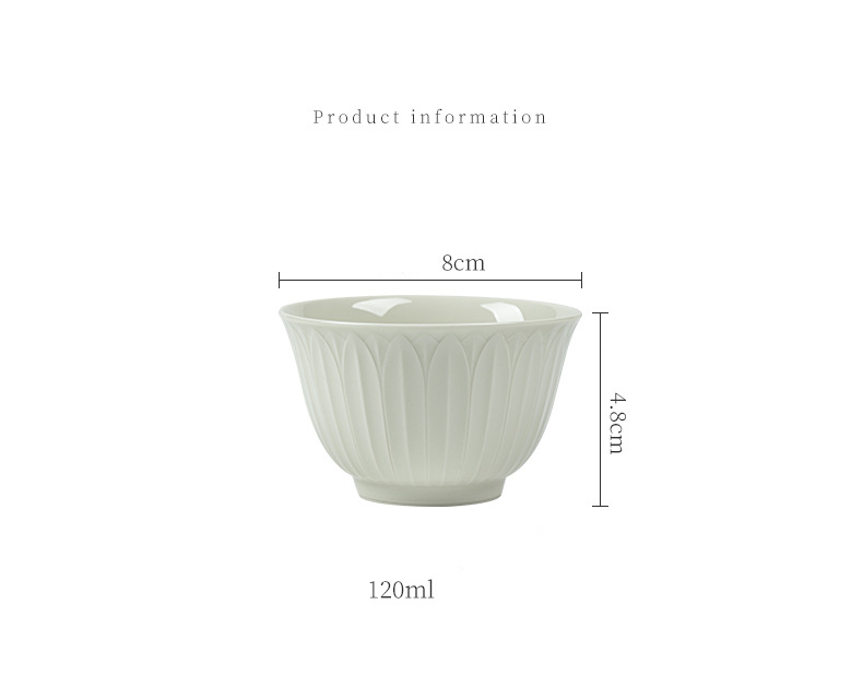 White Lotus Petal Wide Mouthed Master Cup, Personal Ceramic Tea Cup, Kung Fu Tea Set, Household Tea Cup_maomaolike.com