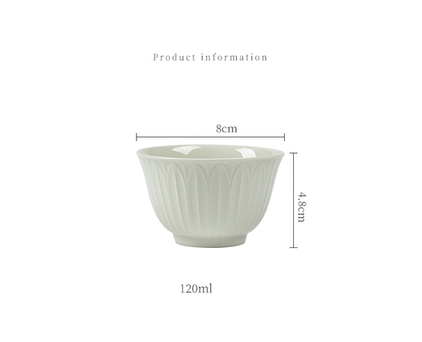 White Lotus Petal Wide Mouthed Master Cup, Personal Ceramic Tea Cup, Kung Fu Tea Set, Household Tea Cup_maomaolike.com