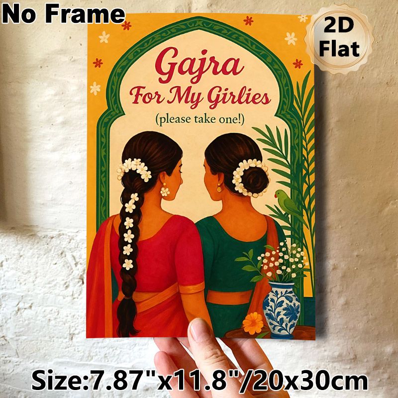 Gajra Themed Painting Poster, Warm-toned South Asian Folk Art Poster, Cultural Decorative Piece Suitable For Home Walls And Cultural Event Spaces_maomaolike.com