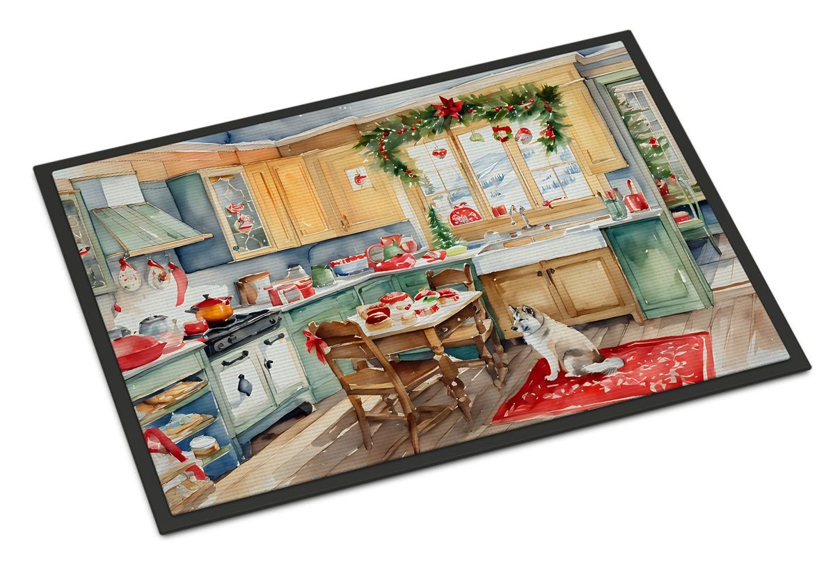 Alaskan Klee Kai Christmas Cookies Doormat Front Door Mat Indoor Outdoor Rugs For Entryway, Non Slip Washable Low Pile, 24H X 36W_maomaolike.com