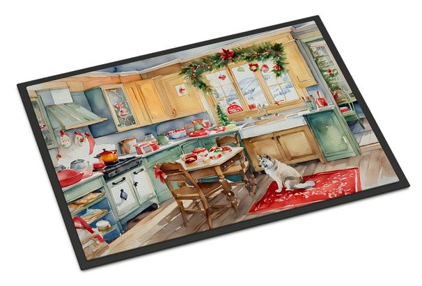 Alaskan Klee Kai Christmas Cookies Doormat Front Door Mat Indoor Outdoor Rugs For Entryway, Non Slip Washable Low Pile, 24H X 36W_maomaolike.com