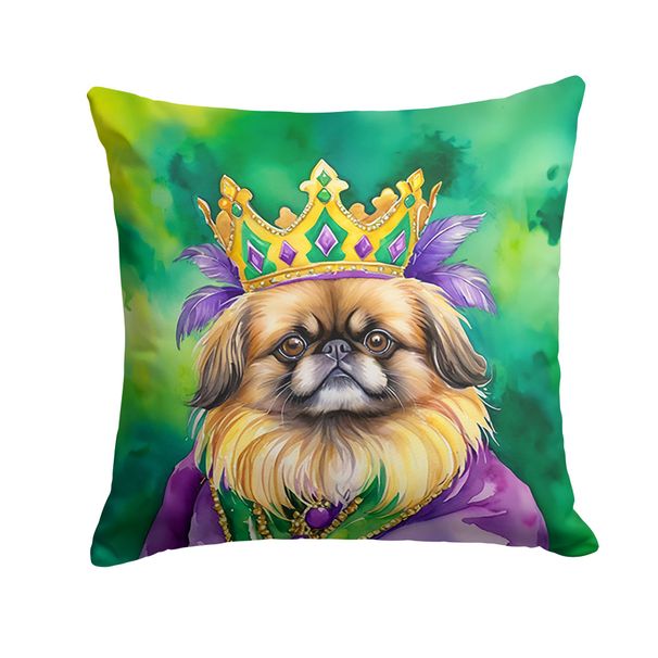 Pekingese King Of Mardi Gras Throw Pillow Machine Washable, Indoor Outdoor Decorative Pillow For Couch, Bed Or Patio, 18Hx18W_maomaolike.com