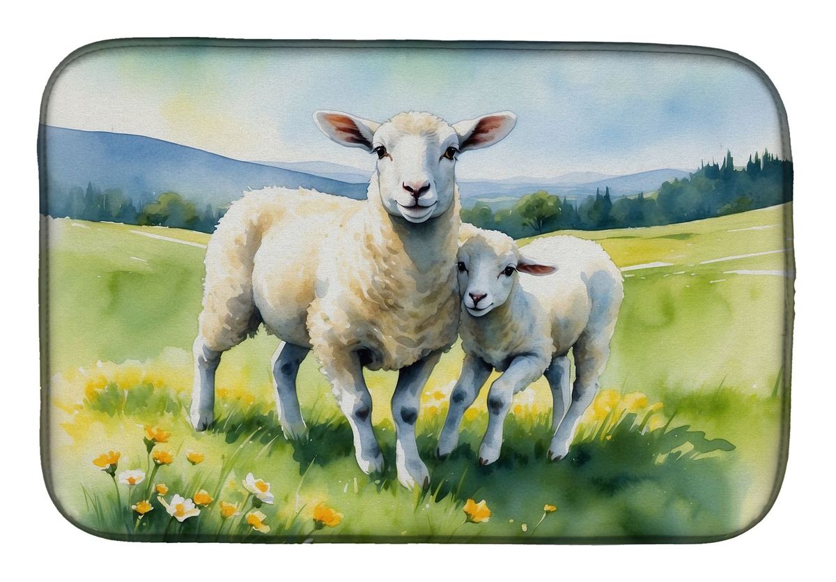 Springtime Lambs Dish Drying Mat Absorbent Dish Drying Mat Pad For Kitchen Counter Dish Drainer Mat For Countertop, 14 X 21", Multicolor_maomaolike.com