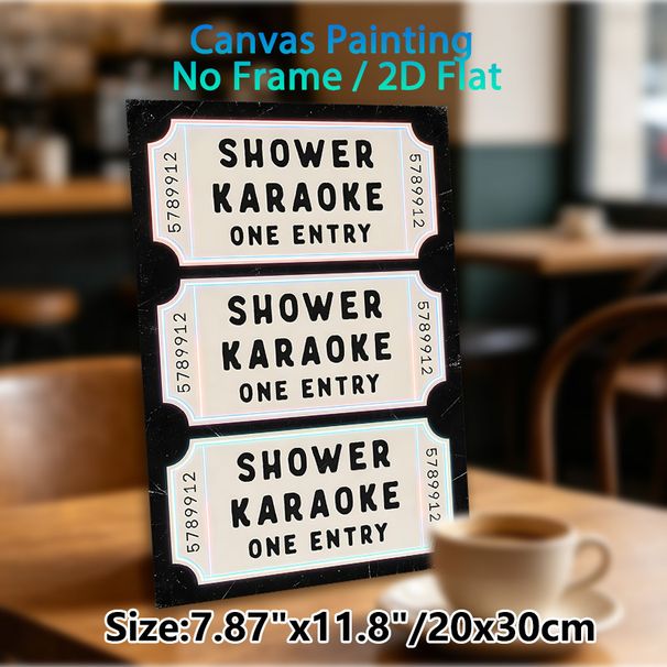 Shower Karaoke Ticket Painting Poster, Vintage-style Retro Ticket-shaped With Neon Outline Poster, Playful Bathroom-themed Decor Ideal For Home_maomaolike.com