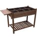 8 Pockets Horticulture Raised Garden Bed Elevated Wood Planter Box Stand With Foldable Side Table And Storage Shelf For Herb/Vegetables/Flowers, Dark Brown Color_maomaolike.com