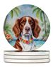 Welsh Springer Spaniel Luau Large Sandstone Coasters Pack Of 4 Absorbent Round Coasters Decor Gifts For Men Or Women, 4 In, Multicolor_maomaolike.com