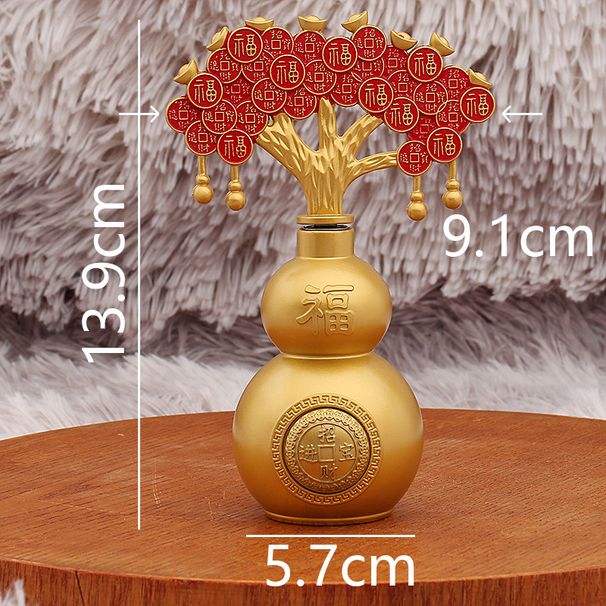 Money Hundred Blessings Wealth Character Gourd Fortune Decoration Home Prosperity Tree Ornament Metal Craft_maomaolike.com