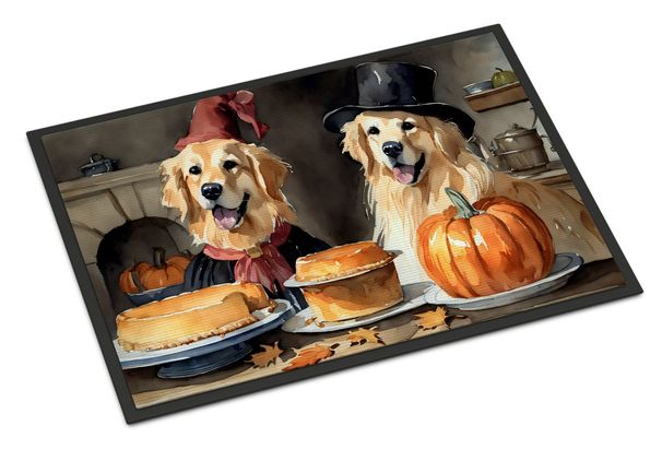 Golden Retriever Fall Kitchen Pumpkins Doormat Front Door Mat Indoor Outdoor Rugs For Entryway, Non Slip Washable Low Pile, 24H X 36W_maomaolike.com