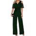 Women's Clothing V-neck strapless solid color high waist party jumpsuit trousers belt women's wide-leg pants_maomaolike.com