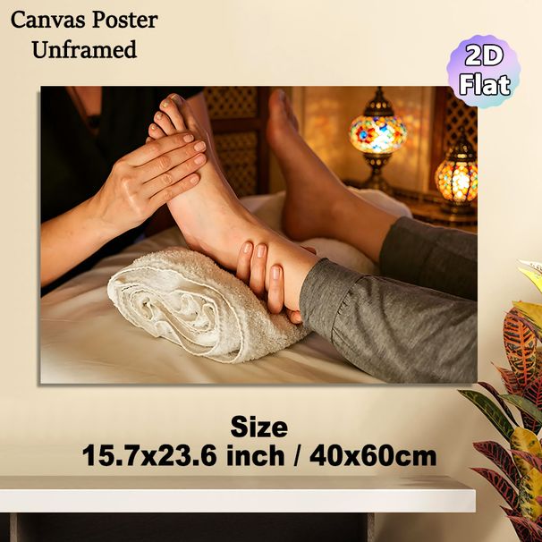 Foot Massage Themed Painting Poster, Warm-toned Cozy Spa Scene Poster, Soothing Visual To Build Tranquil Vibe, Ideal For Spa Rooms, Wellness Centers_maomaolike.com