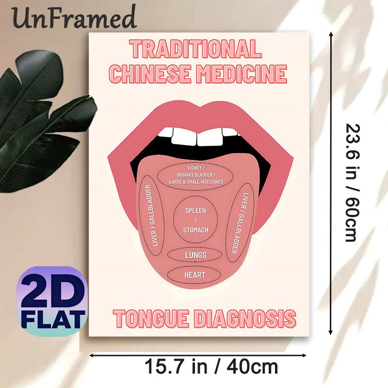 Traditional Chinese Medicine Tongue Diagnosis Painting Poster, Clear Illustrative Poster, Informative TCM Reference Ideal For Wellness Clinics, Study_maomaolike.com