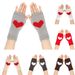 Unisex Short half finger knitted gloves Student office typing heart cuff wool warm love fingerless gloves_maomaolike.com