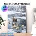 Winter Duck Family Painting Poster, Realistic Oil Painting Style Poster, Peaceful Snowing Pond Scene With Ducklings And Water Lilies, Ideal For Living_maomaolike.com