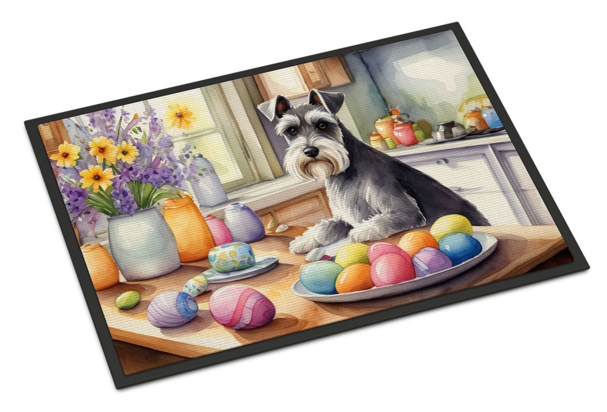 Decorating Easter Schnauzer Doormat Front Door Mat Indoor Outdoor Rugs For Entryway, Non Slip Washable Low Pile, 24H X 36W_maomaolike.com