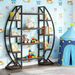 Industrial Bookshelf, Oval Triple Wide Etagere Bookcases Display Shelves_maomaolike.com