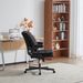 Criss Cross Legged Office Chair With Flip-Up Back Built-In Dynamic Airbag Lumbar Support, Wide Seat Desk Chair With Flip-Up Arms And Wheels, Modern Cross-Leg Chair For Home Office, Vanity, Black_maomaolike.com