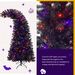 6FT Artificial Fir Bent Top Halloween Christmas Tree, Xmas Tree Bendable Grinch Style Christmas Tree Holiday Decoration W/1,080 Lush Branch Tips, 300 LED Lights X-mas Halloween Style_maomaolike.com