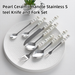 Pearl‑finish Ceramic‑handle, Light‑luxury Household Forks; Stainless‑steel Cutlery Set; High‑style Western Dinner Knife, Fork, And Spoon Set._maomaolike.com