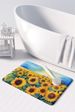 Kansas Sunflowers In Watercolor Memory Foam Kitchen Mat Machine Washable Anti-Fatigue Mat Cushion Comfort Bath Mat Or Kitchen Rug_maomaolike.com