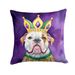 American Bulldog King Of Mardi Gras Throw Pillow Machine Washable, Indoor Outdoor Decorative Pillow For Couch, Bed Or Patio, 14Hx14W_maomaolike.com