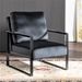 Mid Century Modern Accent Chair With Square Metal Frame And Plush Velvet Upholstery, Durable Armchair For Living Room, Bedroom, Home Office - Black_maomaolike.com