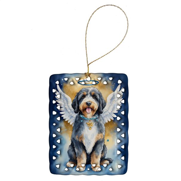 Bernedoodle My Angel Porcelain Ornament Christmas Tree Hanging Decorations For Home Christmas Holiday, Rectangle, Gift, Multicolor_maomaolike.com