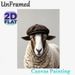 Stylish Sheep With Flat Cap Painting Poster, Realistic Gentle-looking Animal Poster, Unique Whimsical Design Ideal For Living Room, Bedroom Or_maomaolike.com
