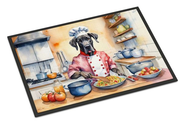 Great Dane The Chef Doormat Front Door Mat Indoor Outdoor Rugs For Entryway, Non Slip Washable Low Pile, 24H X 36W_maomaolike.com