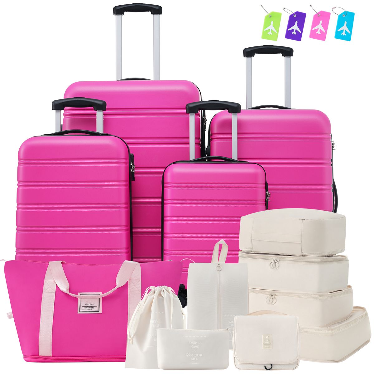 Hardshell Luggage Sets 4 Pcs - Bag Spinner Suitcase With TSA Lock Lightweight-16-20-24-28 Luggages_maomaolike.com